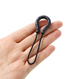 10Pcs Zipper Pulls Extension Handle Cord, Finger Use Plastic U-Shape Tab Tag Extender for Luggage Backpacks,Jacket, Purse (Black)