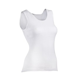 Indera Women's 100-Percentage Cotton 1x1 Rib Lace Trimmed Vest (3-Pack), White, Medium 4099MWH
