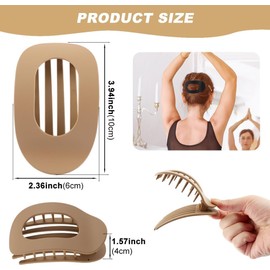 Square Hair Claws Clips, 6Pcs Flat Secure Hold Inner Teeth Hair Claw, Strong Grip Hair Clip for Women