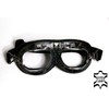 Motorradbrille schwarz klare Gläser verchromter Rahmen ECHT LEDER