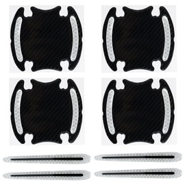 KUEEA Universal Car Door Handle Protection Film, Set of 8, Blue Carbon Fibre Reflective, Scratch Protection for Door Handle Grips and Scales