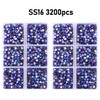 3200pcs SS16 Hot Fix Glass Flatback Rhinestones Bulk Round Crystal