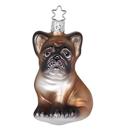 Inge-Glas Dog Bulldog Pup 1-059-16 German Blown Glass Christmas Ornament
