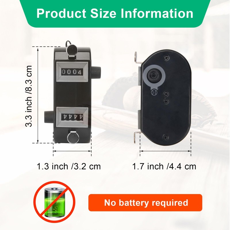 Windspeed 2P Dual Pitch Counter Baseball, Pitch Counter Clicker Black