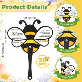 Cinnvoice 50 Pcs Bee Baby Shower Favors for Guests Fans Party Supplies Hand Plastic Handheld Fans Baby Shower Party Decor for Toddler Gender Reveal Gifts(Yellow)