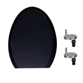 WinZo Black Elongated Toilet Seat Standard Universal Replacement Plastic Cover 18.5" Soft Close Top Mounted Easy Install