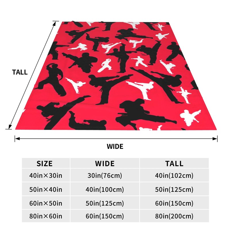 Colored Martial Arts Karate Microfiber Plush Throw Blanket, 80x60 inches,