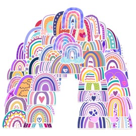 Purple Rainbow Stickers for Kids 50Pcs: Waterproof Rainbow Sticker for Water Bottle, Rainbow Party Favors,Vinyl Rainbow Aesthetic Stickers for Kids Gift Laptop Scrapbook Crafts Classroom Prizes