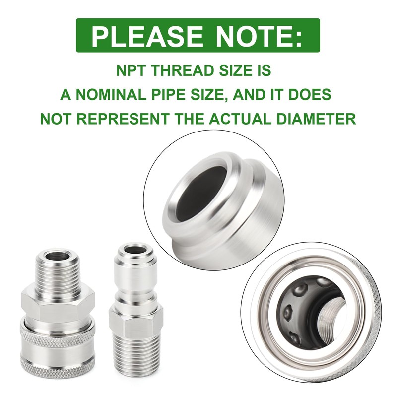 TAISHER 12PCS 304 Stainless Steel Pressure Washer Adapter Kit, Quick