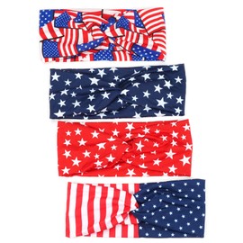 American Flag Headbands for Women Girls USA Red White and Blue Headband Twist Patriotic Knotted Striped Star Hairbands Elastic 4th of July Hair bands Patriotic Independence Day Hair Accessories