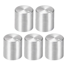 sourcing map 5pcs Potentiometer Knob Knurled Shaft Silver Tone Aluminum 6mm Shaft Dia. Rotary Knob 10mmx10mm Volume Control Knob