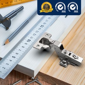 Furniware Pack of 4 Soft Close Hinges for Kitchen Cupboards,Kitchen Cabinet Hinges Inset 3D Adjustable Nickel Concealed Kitchen Cabinet Door Hinges Clip ON Plate European Hinges