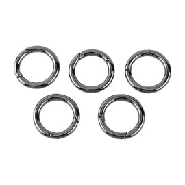 5PCS Mosquetón redondo de aleación de zinc, Clips a presión de resorte Gancho Llavero Llavero abierto Hebilla 28 mm Negro