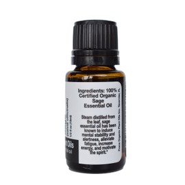 Organic Sage Essential Oil (5 ml) - 100% Pure Undiluted Therapeutic Grade Essential Oil by Prana Organic Plant Oils