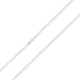 Solid Flat Mariner Anchor Link Chain 080 Gauge Strong For Women For Men Necklace 925 Sterling Silver Italian 18 Inch