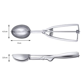 Silit Eisportionierer Edelstahl 22,5 cm, Eislöffel mit Auswerfer, Portionierer für ovale Eiskugeln, Eislöffel Portionierer, Eiskugelportionierer, Portionierer für Reis, Melonenkugeln, Keksteig