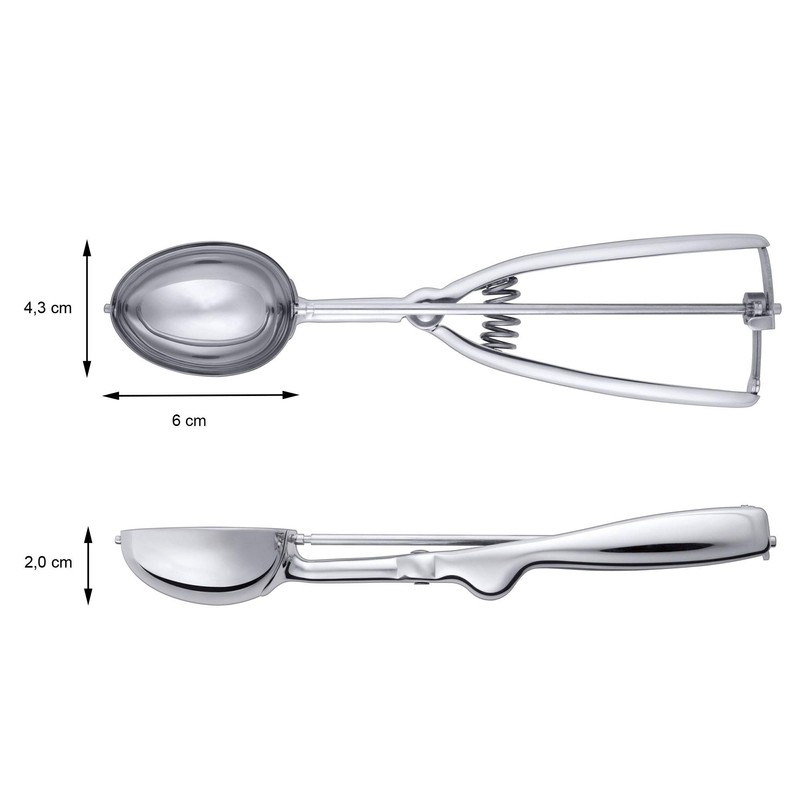 Silit Eisportionierer Edelstahl 22,5 cm, Eislöffel mit Auswerfer, Portionierer für