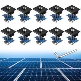 Anbte 10Pcs Solar Panels Mid Clamps for Unistrut Aluminium Panel Brackets 30Mm/35Mm