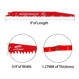 MORETOPGOOD Wood Pruning Reciprocating Saw Blades, 9 Inch Saw Blades for Trees Wood Cutting, Wood Saw Blades (5 Pack/5TPI)