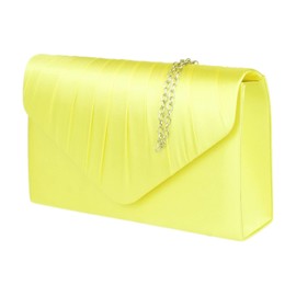 Girly Handbags Women's Satin Pleated Clutch Bag, lemon