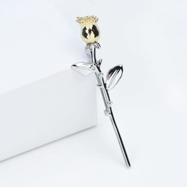 YYBONNIE Women Silver Tone Crystal Rhinestone Blooming Rose Flower Brooch Pin Lapel Pin Party Wedding Jewelry, Copper Crystal, cubic-zirconia