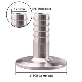 DERNORD 2 Pack 1.5" Tri Clamp to 5/8" Hose Barbed Adapter SUS304 Sanitary Hose Barb Pipe Fitting