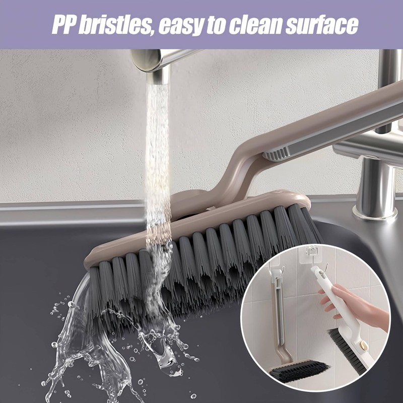 Multi-Function Rotating Crevice Cleaning Brush for Bathroom, Hard Bristle Crevice