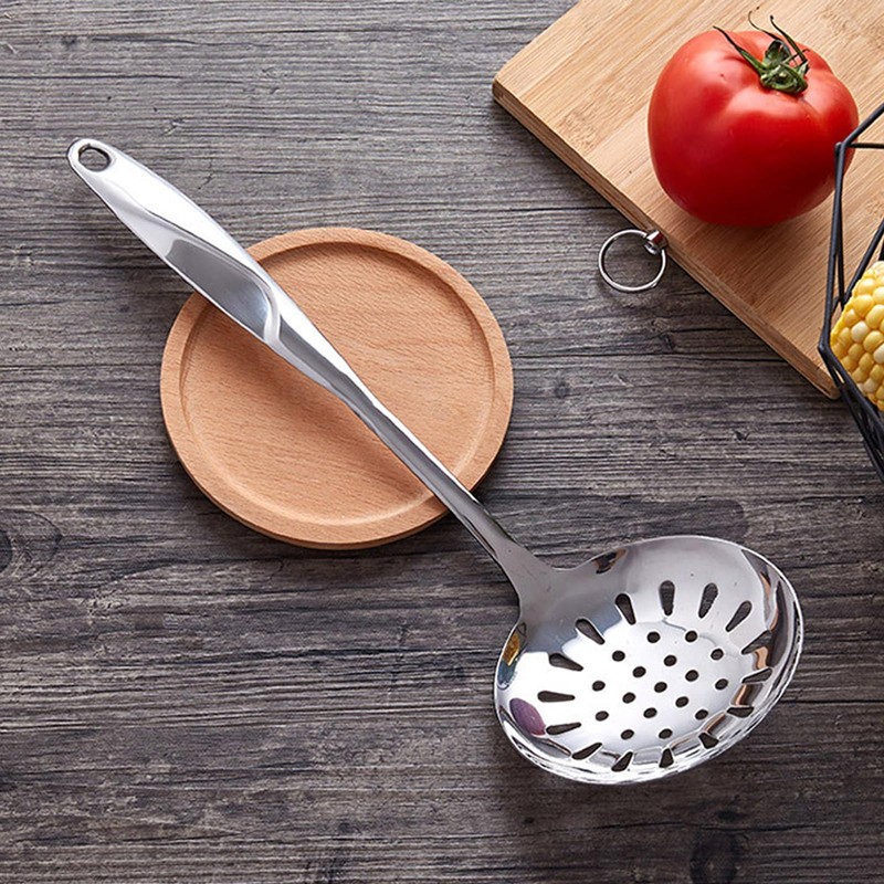 Stainless Steel Slotted Spoon, Straining Spoon with Oval Handle, Comfort