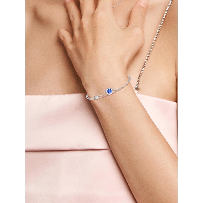 Women's Bracelet, 12 Months, Birthstone, 2 Row Bracelet, Flowers, Silver,
