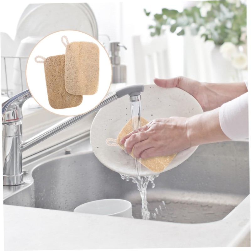 Outanaya 10pcs Natural Loofah Dishwashing Sponges Scrubber for Safe Cleaning