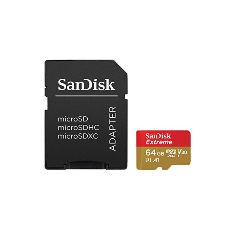 SanDisk Extreme 64GB microSD, microSDHC, microSDXC, 4K UHD- SDSQXA2-064G-GN6MA, A1/A2