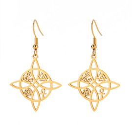 Dreamtimes Witch Knot Earrings for Women Stainless Steel Earrings Celtic Quaternary Witch Knot Earrings Witchcraft Amulet Jewellery Gift for Wife Girlfriend Christmas, Stainless Steel