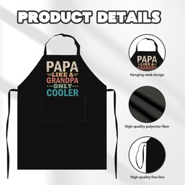 SJEFOJ Fathers Day Papa Gifts Aprons for Men, Funny Papa Aprons for Men, Adjustable Mens Grilling Apron with Pocket, Kitchen Chef Apron for Man, Grill Black Funny Gifts BBQ Waterproof Oil Proof