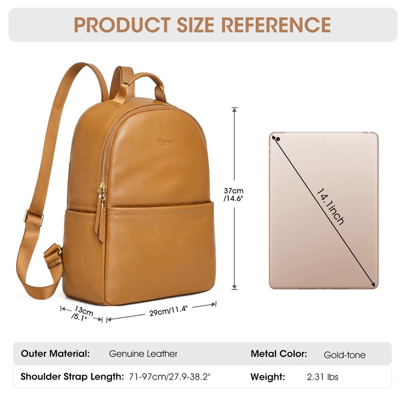 Kattee Genuine leather backpack purse for women Antitheft Rucksack Fit