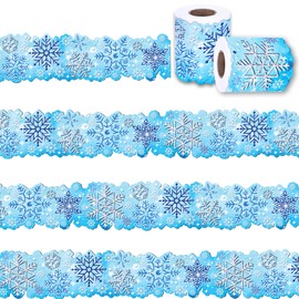 67.9Ft Blue Snowflakes Bulletin Board Borders Sticker Frost Bulletin Board Borders Decorations Snowflakes Cutouts Winter Theme Party Decoration for Classroom Birthday Party Decoration