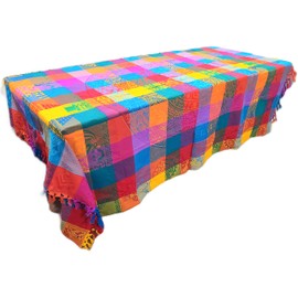 Alondra's Imports (TM) (84" x 59") Elegantly Handwoven, Genuine Mexican Artesenal Table Cover (Fiesta, Birthday, Taco Night, Mexican Themed Party Supplies, Zarape Blanket, Serape All Over Table Cloth)