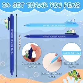 72 Pcs You're Turtley Awesome Inspirational Gift Luminous Mini Resin Turtle Ballpoint Pens Positive Turtle Cards Employee Appreciation Pocket Favors Thank You for Teacher Staff Coworkers