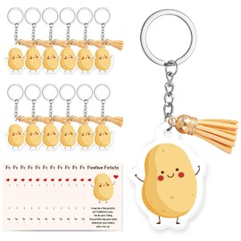 CREATCABIN 36Sets Keychain for Employee Appreciation Gift Acrylic Potato Keychain Bulk with Jump Rings Tassel Pendant Positive Cards Thank You Keychain Emotional Support for Team Inspirational Gifts