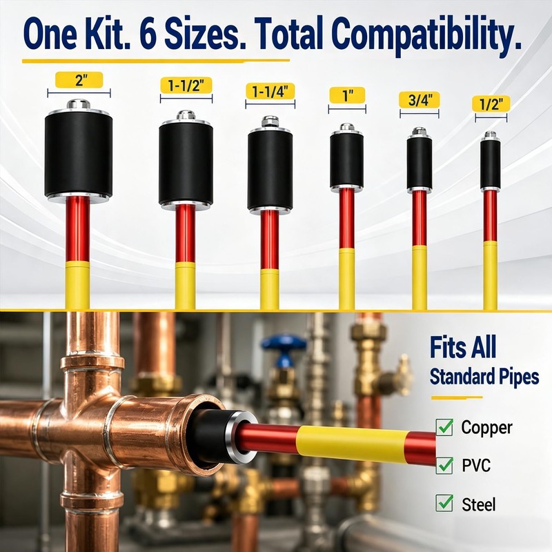 Plumbing Plug Tool Kit, 6PCS Water Pipe Stopper for 1/2"