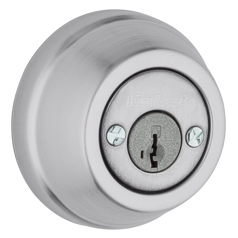 Kwikset Gatelatch Deadbolt Lock, Satin Chrome Round Keyed on Exterior