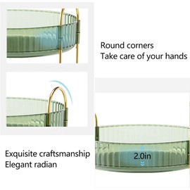 Bingobang Bingobang Makeup Organiser 360 Rotating, Spinning 3 Tiers Skincare Cosmetic Organizer Acrylic Large, Tidy Storage Shelf for Perfume, Jewelery, Brush, Vanity Desk, Dresser, Bedroom, Bathroom (Green)