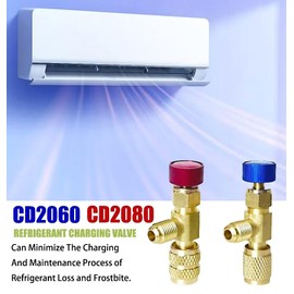 CD2060 CD2080 Refrigerant Charging Valve R22/R410,Hvac Core Depressor Tool for R12 R22 1/4" Male and Female,R410 1/4" and 5/16" Female，hvac valve core removal tool core depressor tool hvac