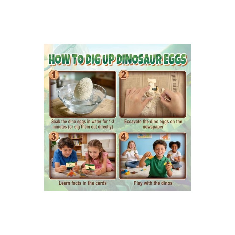 Dino Eggs Dig Kit, 12 Dinosaur Eggs & Unique Dinosaur