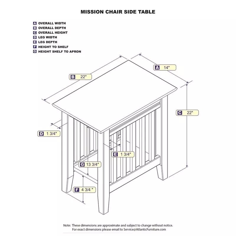 AFI Mission Solid Wood Chair Side Contemporary Table in Walnut