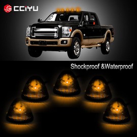 cciyu 5 Pack Black Smoked Cab Roof Top Marker Running Lamps w/Yellow LED Light Bulbs Replacement fit for 94-98 For Dodge For Ram 2500 3500