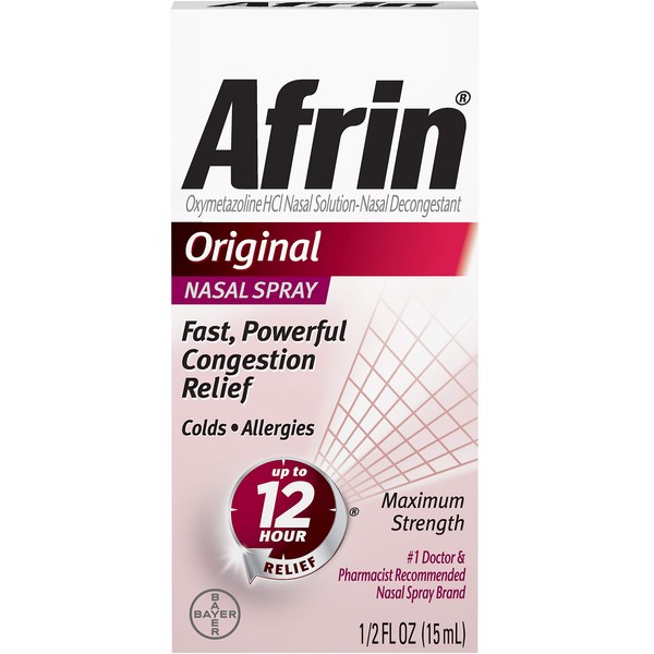 Afrin Original Maximum Strength Nasal Decongestant Spray 0.5 oz (Pack of 6)