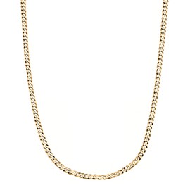 Savlano 14K Gold Plated 925 Sterling Silver 3mm Italian Solid Curb Cuban Link Chain Necklace For Men & Women - Made in Italy Comes With a Gift Box (18, 3mm)