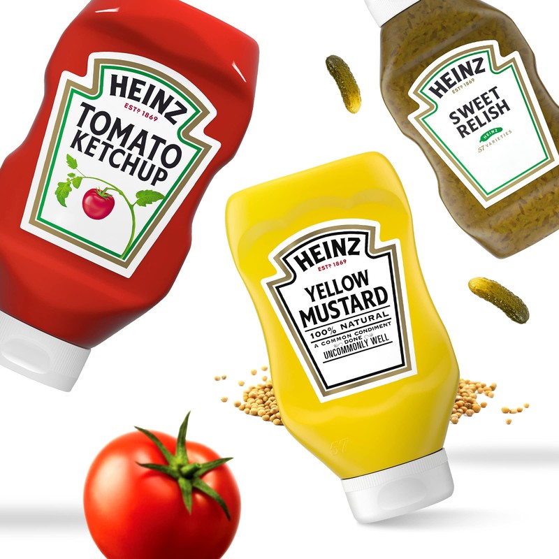 Heinz Tomato Ketchup, Sweet Relish & 100% Natural Yellow Mustard