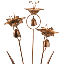 WSgift Metal Calla Lilies Flowers with Bells for Outside Yard Art Bronze Wind Chime