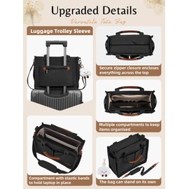 BESBESME Canvas Tote Bag for Women with Zipper & Compartments– Large Multi-Pocket Work & College Crossbody Shoulder Bag, Detachable Strap, Laptop Purse for Teachers, Nurses, Travel,Church